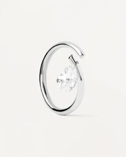Aqua Solitaire Silver Ring -Fashion Accessories 1 AN02 959 U