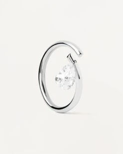 Aqua Solitaire Silver Ring
