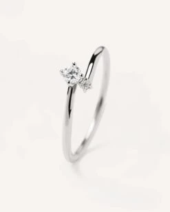 Diamonds And White Gold Duo Ring