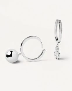 Space Age Silver Earrings -Fashion Accessories 1 AR02 507 U alt1