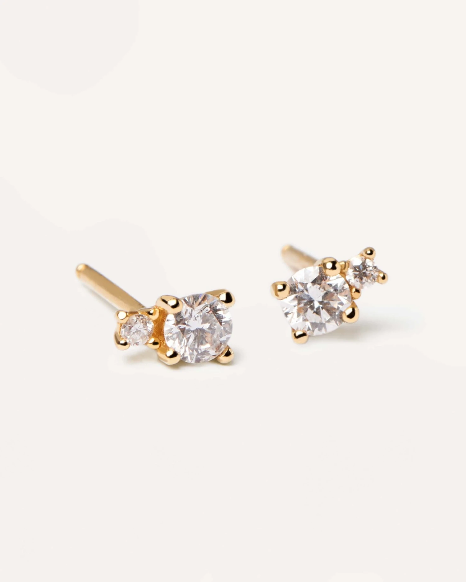 Diamonds And Gold Solitaire Duo Studs 3 Diamonds And Gold Solitaire Duo Studs - Image 3