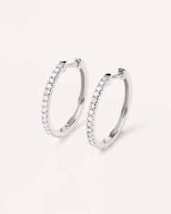 Diamonds And White Gold Eternity Medium Hoops