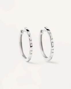 Diamonds And White Gold Frosty Hoops