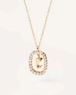 Diamonds And Gold Letter C Necklace -Fashion Accessories 1 CO05 008 U alt1