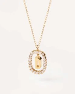Diamonds And Gold Letter D Necklace