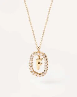 Diamonds And Gold Letter F Necklace
