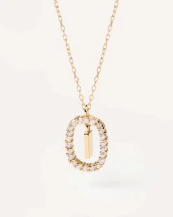 Diamonds And Gold Letter I Necklace