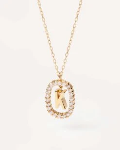Diamonds And Gold Letter K Necklace -Fashion Accessories 1 CO05 016 U alt1