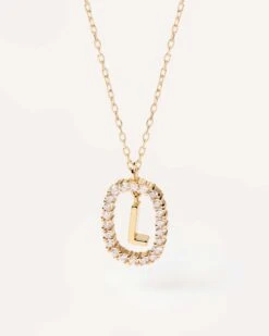 Diamonds And Gold Letter L Necklace