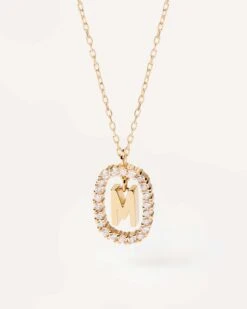 Diamonds And Gold Letter M Necklace