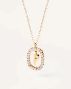 Diamonds And Gold Letter P Necklace