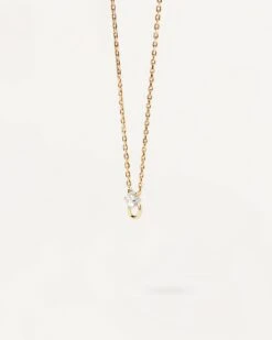 Diamond And Gold Ari Solitary Necklace -Fashion Accessories 1 CO05 724 U alt2