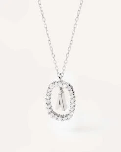 Diamonds And White Gold Letter A Necklace