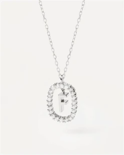 Diamonds And White Gold Letter F Necklace -Fashion Accessories 1 CO06 011 U alt2