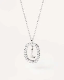 Diamonds And White Gold Letter L Necklace -Fashion Accessories 1 CO06 017 U alt1