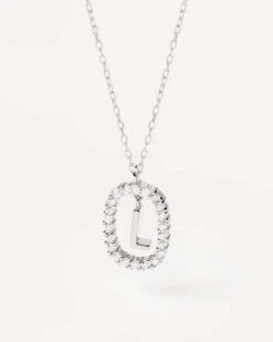Diamonds And White Gold Letter L Necklace