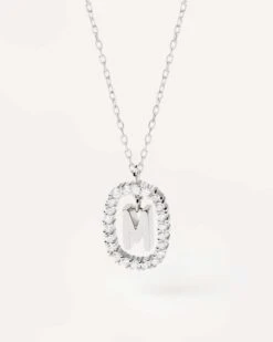 Diamonds And White Gold Letter M Necklace 21 Diamonds And White Gold Letter M Necklace -Fashion Accessories 1 CO06 018 U alt1