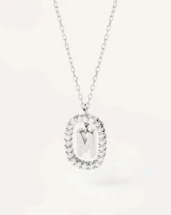 Diamonds And White Gold Letter M Necklace