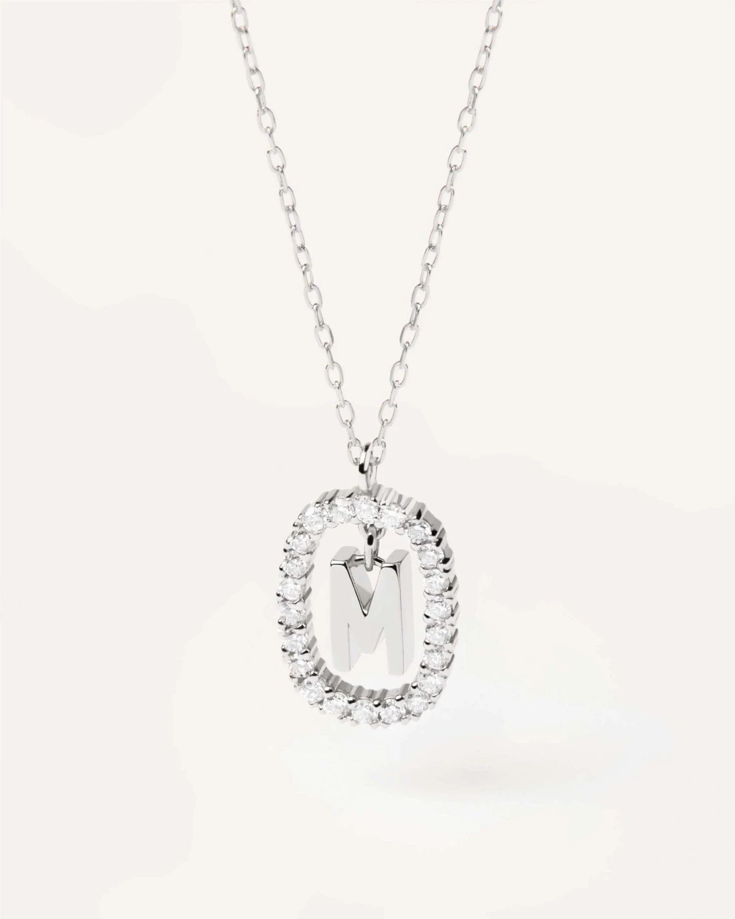 Diamonds And White Gold Letter M Necklace 1 Diamonds And White Gold Letter M Necklace