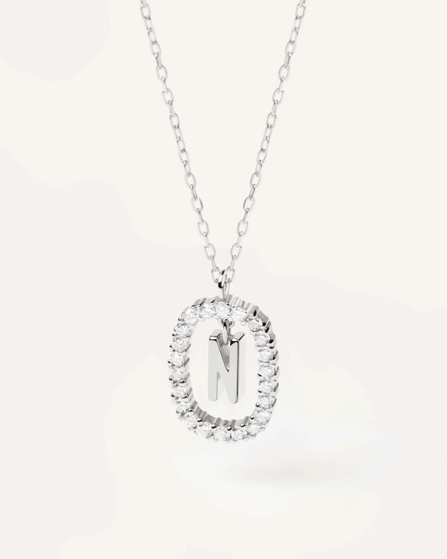 Diamonds And White Gold Letter N Necklace 1 Diamonds And White Gold Letter N Necklace