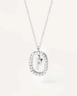 Diamonds And White Gold Letter P Necklace
