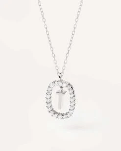 Diamonds And White Gold Letter T Necklace 17 Diamonds And White Gold Letter T Necklace -Fashion Accessories 1 CO06 025 U alt1