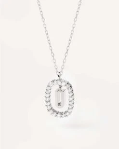 Diamonds And White Gold Letter U Necklace