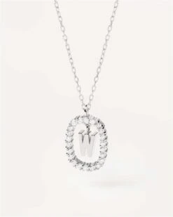 Diamonds And White Gold Letter W Necklace -Fashion Accessories 1 CO06 028 U alt1