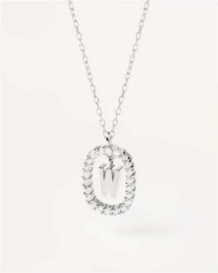 Diamonds And White Gold Letter W Necklace