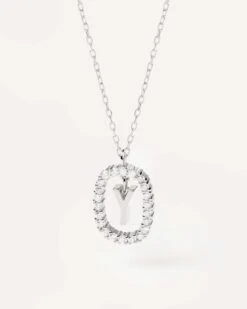 Diamonds And White Gold Letter Y Necklace