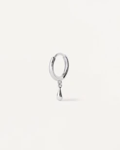 Teardrop Silver Single Hoop Earring 13 Teardrop Silver Single Hoop Earring -Fashion Accessories 1 PG02 025 U