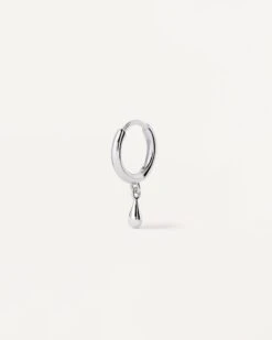 Teardrop Silver Single Hoop Earring
