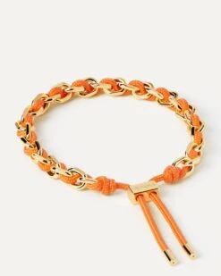 Tangerine Rope And Chain Bracelet