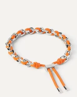Tangerine Rope And Chain Silver Bracelet