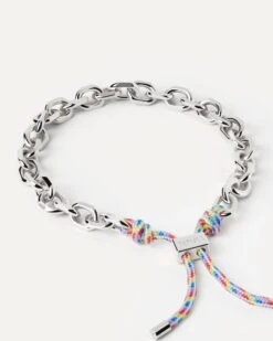 Prisma Essential Rope And Chain Silver Bracelet