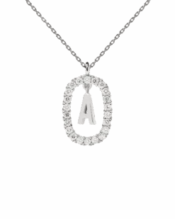 Diamonds And White Gold Letter A Necklace -Fashion Accessories 11 CO06 006 U scaled