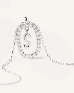 Diamonds And White Gold Letter S Necklace -Fashion Accessories 11 CO06 024 U alt2 scaled