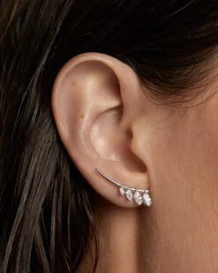 Aqua Silver Climbing Earrings -Fashion Accessories 2 AR02 879 U beauty2 5040fc77 c73d 4d6d 8c59 e42f31382227