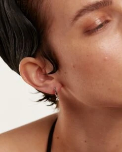 Diamonds And White Gold Drop Hoops -Fashion Accessories 2 AR06 012 U 2