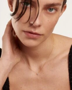 Diamonds And Gold Solitaire Medium Necklace -Fashion Accessories 2 CO05 002 U 0