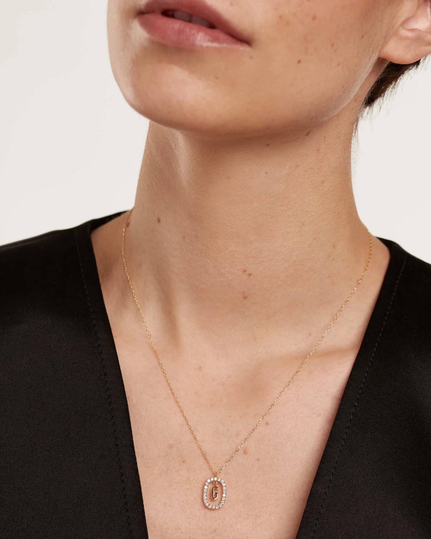 Diamonds And Gold Letter G Necklace 2 Diamonds And Gold Letter G Necklace - Image 2