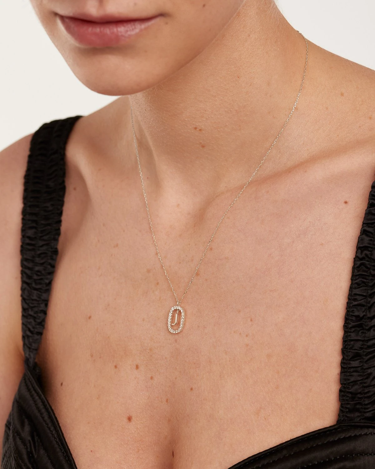 Diamonds And White Gold Letter J Necklace 8 Diamonds And White Gold Letter J Necklace - Image 8