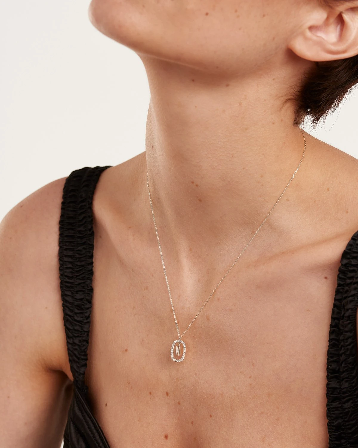 Diamonds And White Gold Letter N Necklace 8 Diamonds And White Gold Letter N Necklace - Image 8