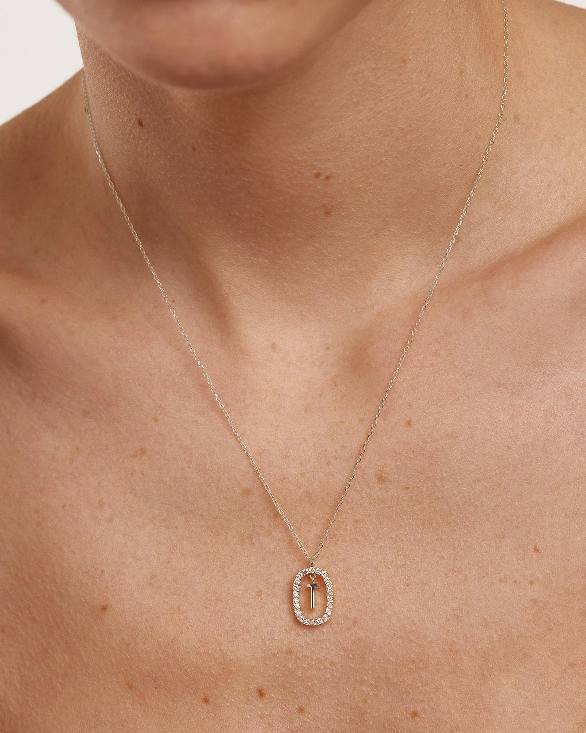 Diamonds And White Gold Letter T Necklace 8 Diamonds And White Gold Letter T Necklace - Image 8