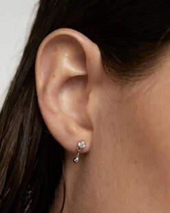 Water Silver Single Stud Earring -Fashion Accessories 2 PG02 027 U beauty2