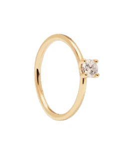 Diamonds And Gold Solitaire Medium Ring -Fashion Accessories 3 AN05 012 scaled