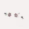 Rose Peony Silver Earrings