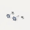 Indigo Peony Silver Earrings