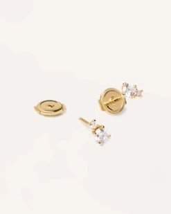 Diamonds And Gold Solitaire Duo Studs 11 Diamonds And Gold Solitaire Duo Studs -Fashion Accessories 3 AR05 005 U alt2 scaled