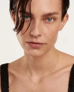 Diamonds And Gold Solitaire Mini Necklace -Fashion Accessories 3 CO05 001 U 0 scaled